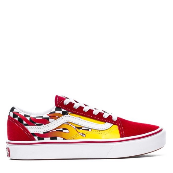 vans old skool flame checkerboard skate shoes